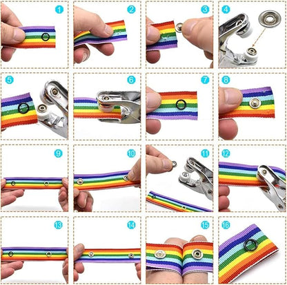 Metal Snap Buttons Kit with Pliers – 100 Sets (Silver, 9.5mm)