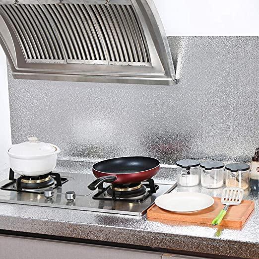 Aluminum Foil Kitchen Backsplash Peel and Stick Shelf Liner for Kitchen Cabinets