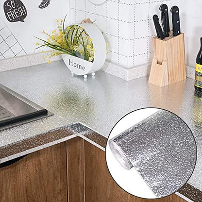 Aluminum Foil Kitchen Backsplash Peel and Stick Shelf Liner for Kitchen Cabinets