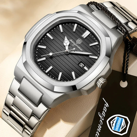 Luxury Stainless Steel Chronograph Quartz Wristwatch