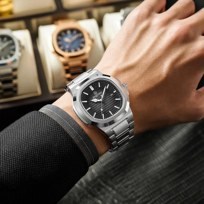 Luxury Stainless Steel Chronograph Quartz Wristwatch